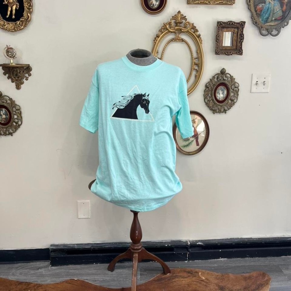 Vintage 90s Lee Heavyweight T-Shirt XL Mint Green Horse Graphic Tee Made in USA